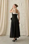 Siyah Güllü Askılı Elbise-4