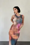 Renkli Batik Desenli Elbise-2