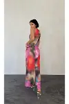 Renkli Batik Desenli Elbise-3