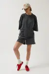 Oversize Lazer Kesim Bisiklet Yaka T-Shirt-2