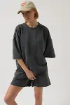 Oversize Lazer Kesim Bisiklet Yaka T-Shirt-1