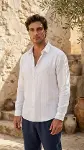 Erkek Armürlü Yarım Oversize Müslin Gömlek-4