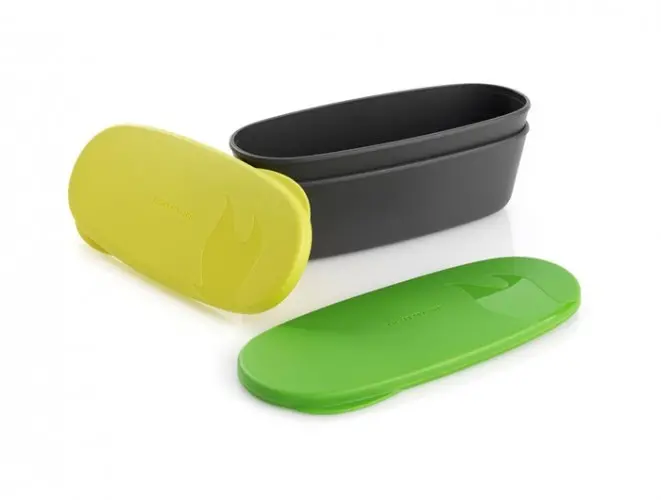 SnapBox Oval 2li Kapaklı Kutu/Sızdırmaz Kapaklı Saklama Kabı