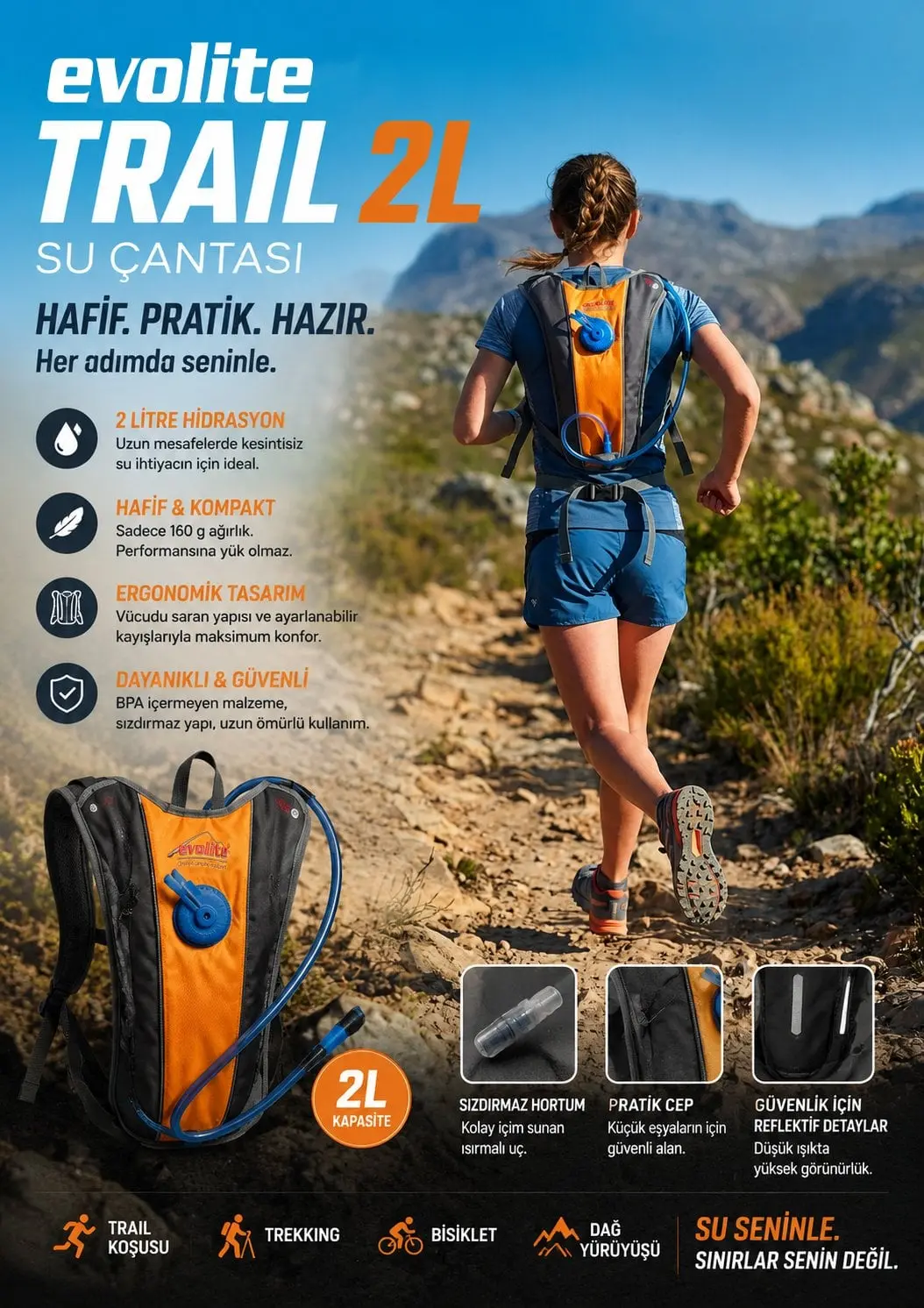 Evolite Trail 2 Litre Su Çantası/Hidrasyon Çantası-4