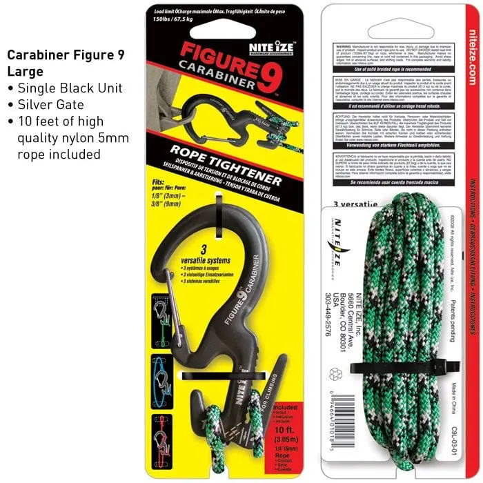 Nite-ize Figure 9 Carabiner Large Black With/Gerdirici Seti