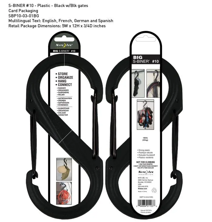Nite-ize S-Binner Plastik Size 10 Blk/Blk Gate/ Dev Karabina