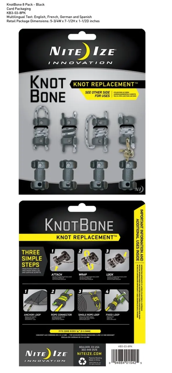 Nite-ize Knotbone No3 8Pack/Düğümsüz İp Sabitleyici