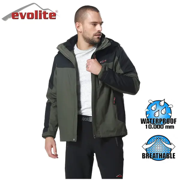 Evolite Diva Erkek 3in1 Haki/Siyah Mont/Ayrılabilir Polarlı