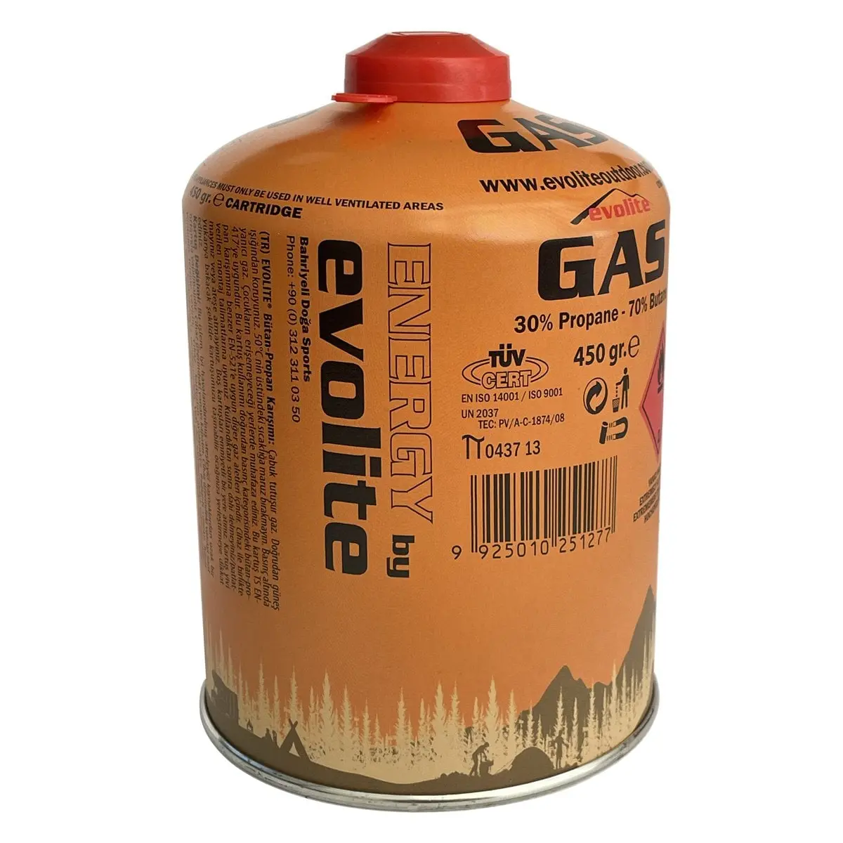 Evolite Butane Propane Vidalı 450 Gr. Ocak Kartuşu/Kamp Tüpü