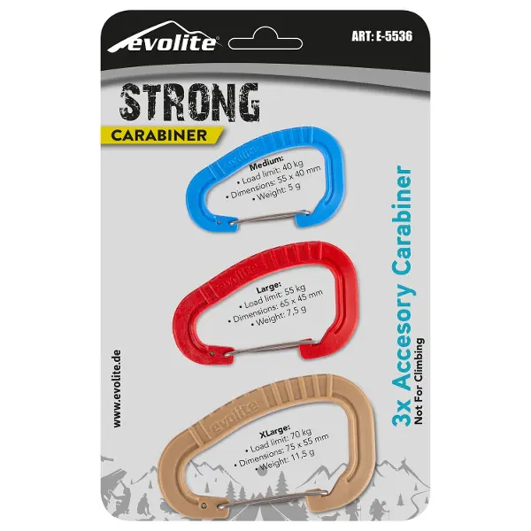 Evolite Strong 3'lü Karabina Seti/Dayanıklı Klips