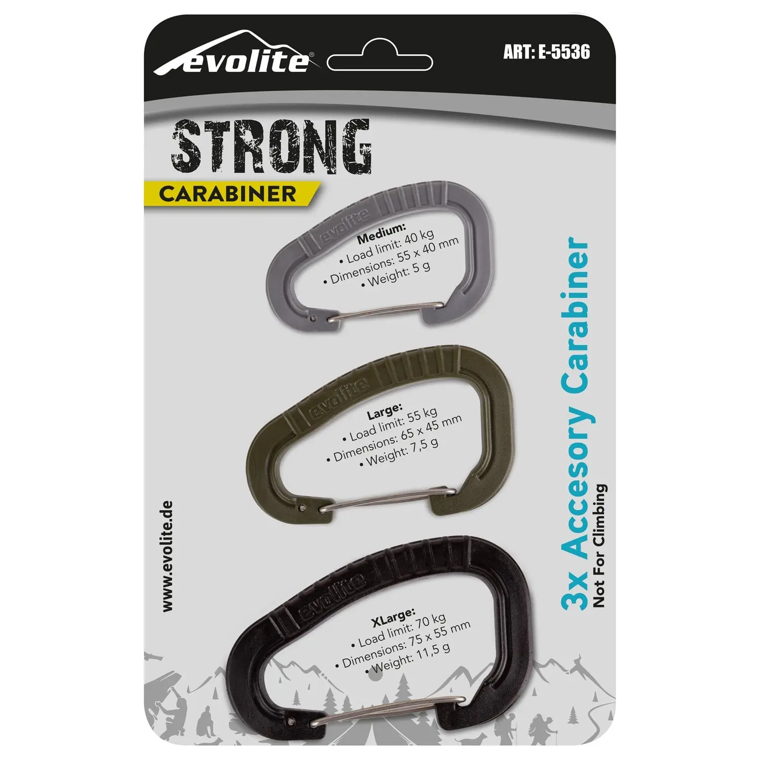 Evolite Strong 3'lü Karabina Seti/Taktik/Outdoor Klipsler