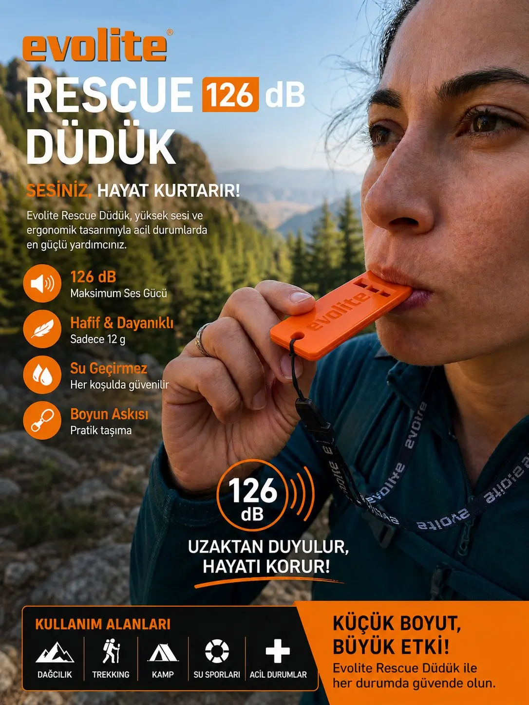 Evolite Rescue Deprem Düdüğü 4 Adet / Kamp, Outdoor,Kurtarma-3