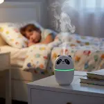 Sevimli Panda Figürlü Hava Nemlendirici – Ultrasonik Soğuk Buhar Makinesi, LED Işıklı Masaüstü Oda Nemlendirici (4745)-3