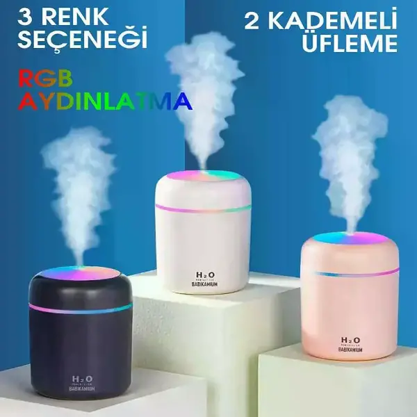 H2O LED Işıklı Mini Oda Hava Nemlendirici (4745)