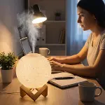 3D Ay Tasarımlı Su Yenilemeli USB Hava Nemlendiricisi&nbsp;– Dokunmatik, 3 Renk Işık Modlu (Gün Işığı / Beyaz / Sarı Işık)&nbsp;Gece Lambası (4745)-2