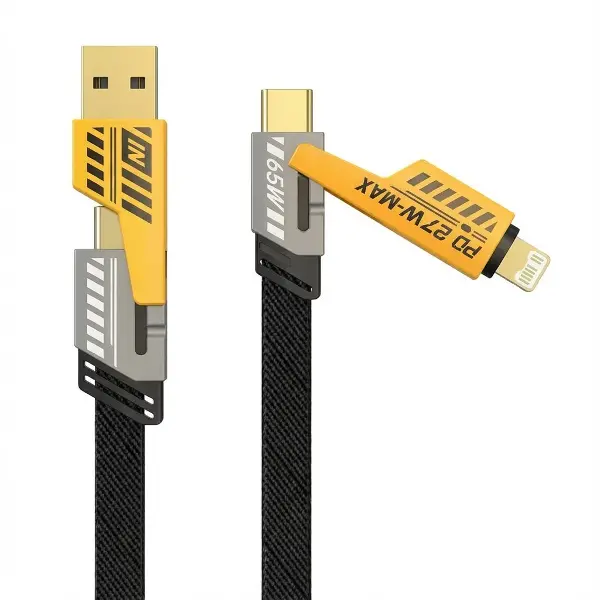 4in1 65W Hızlı Şarj Kablosu – Type-C to USB-A + Type-C to Lightning, 27W PD Destekli Çoklu Şarj Kablo (4745)