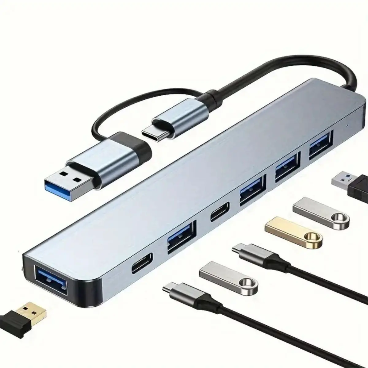8 in 1 Usb Çevirici Notebook Macbook Type-C Uyumlu Görüntü Aktarıcı Hub (4745)