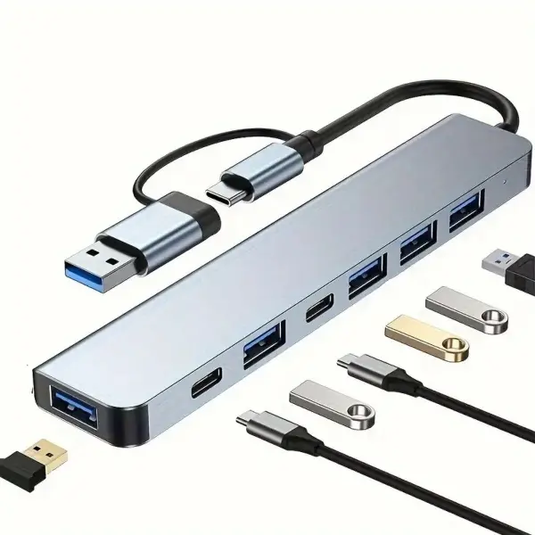 8 in 1 Usb Çevirici Notebook Macbook Type-C Uyumlu Görüntü Aktarıcı Hub (4745)