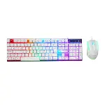 BEYAZ GÖKKUŞAĞI IŞIKLI USB KABLOLU OYUNCU KLAVYE - MOUSE SET (4745)-2