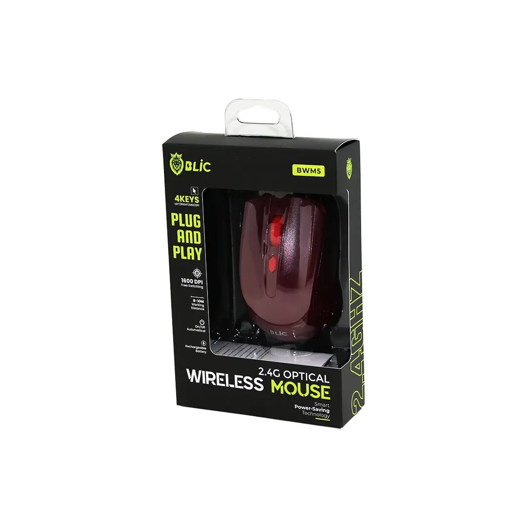 BORDO KABLOSUZ MOUSE 2.4G 8-10M DİSTANCE WİRELESS - KABLOSUZ 1600DPI OYUN FARE BWM-5 (4745)