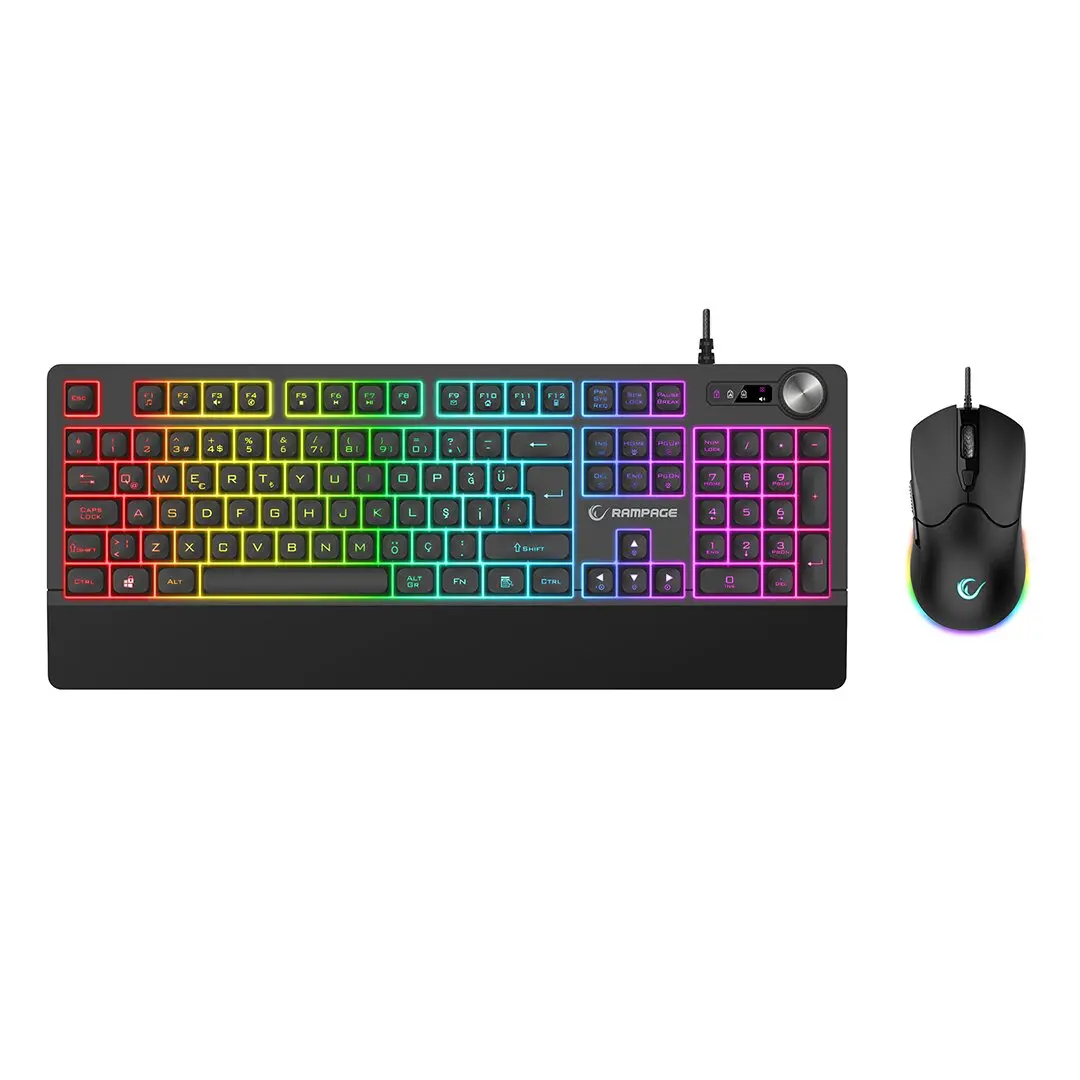 JAZZY V2 OYUNCU KLAVYE - MOUSE SET MEKANİK USB KABLO RGB AYDINLATMA 12800 DPI (4745)