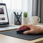 Kırmızı Renkli Baş Parmak Destekli Ergonomik Sessiz Kablosuz Mouse – USB Alıcılı, Ofis ve Oyun İçin Konforlu Bilgisayar Faresi MS6300 (4745)-2