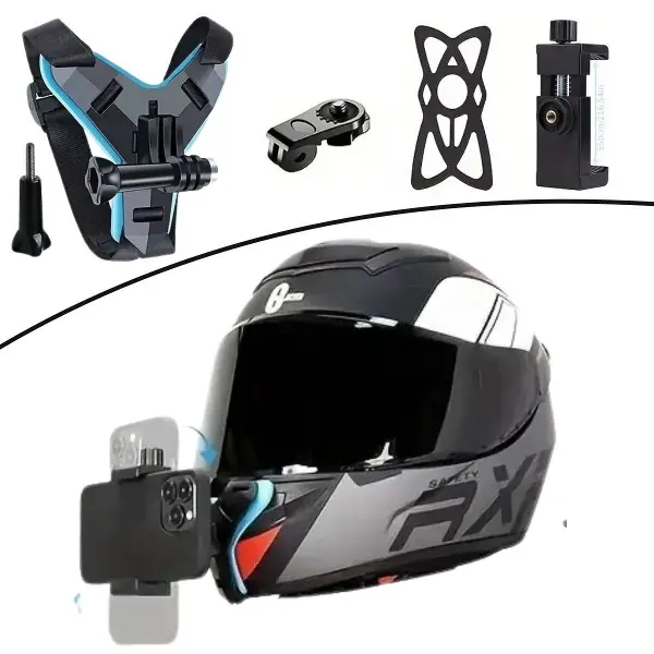 Motorsiklet Kask Önü Takılan Telefon Tutucu Aksiyon Kamerası Takılabilen Aparat (4745)
