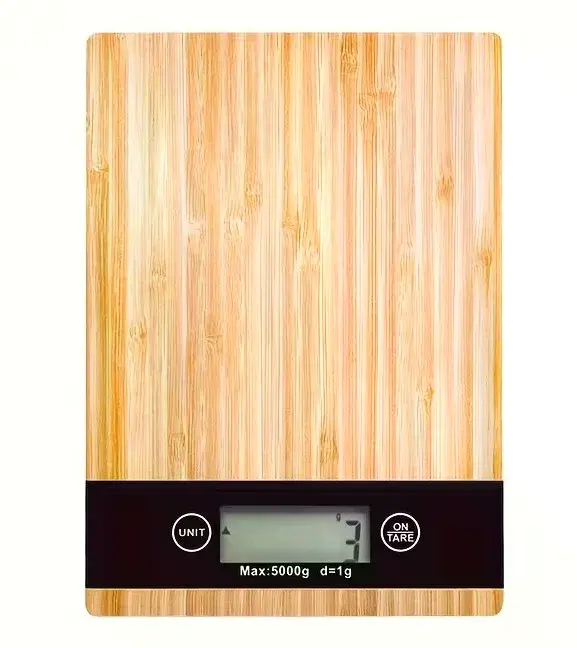 Crown Dijital Hassas Mutfak Tartısı - Terazisi-Hassas Ölçüm 5kg Bambu Görünümlü (4745)-2