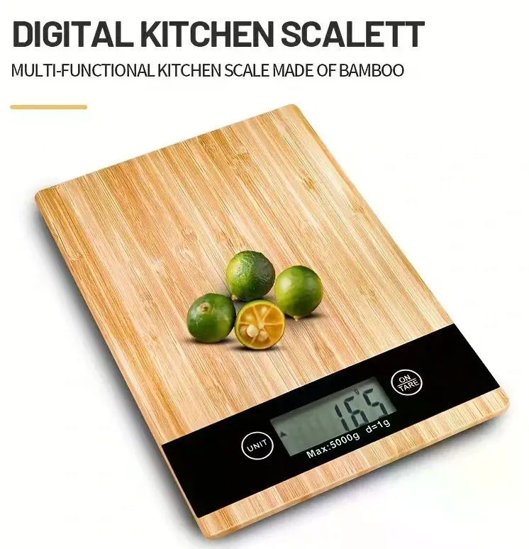 Crown Dijital Hassas Mutfak Tartısı - Terazisi-Hassas Ölçüm 5kg Bambu Görünümlü (4745)-3