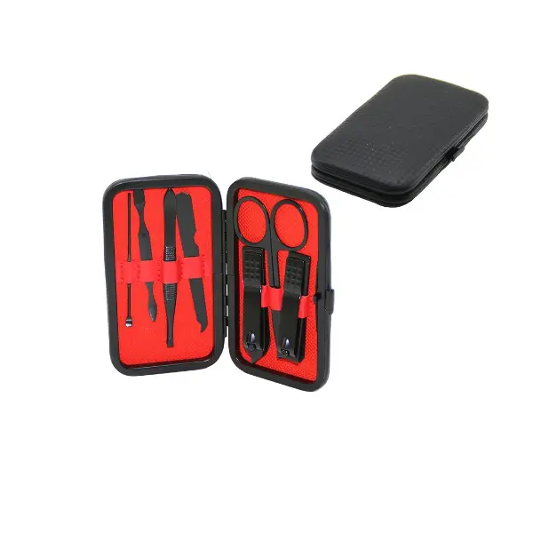 7 PCS - SİYAH MANİKÜR - PEDİKÜR SETİ SİYAH CÜZDAN MODELİ ÇANTALI (4745)