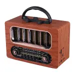 Orta Boy Retro Ahşap Tasarım Bluetooth Hoparlörlü Radyo – FM/AM Destekli, Şarjlı ve Taşınabiliri Radyo NS-6636 (4745)-2