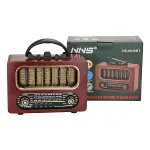 Orta Boy Retro Ahşap Tasarım Bluetooth Hoparlörlü Radyo – FM/AM Destekli, Şarjlı ve Taşınabiliri Radyo NS-6636 (4745)-3