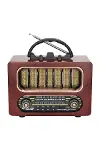 Orta Boy Retro Ahşap Tasarım Bluetooth Hoparlörlü Radyo – FM/AM Destekli, Şarjlı ve Taşınabiliri Radyo NS-6636 (4745)-5