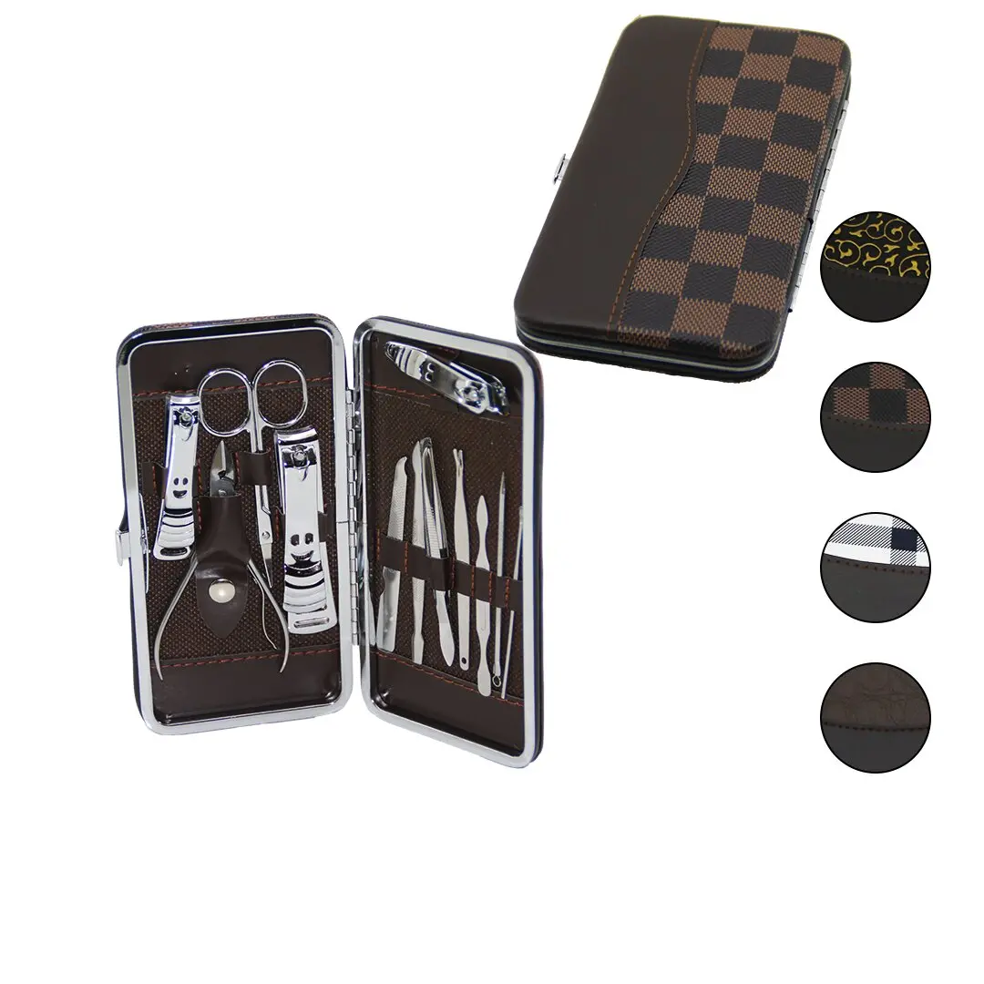 12 PCS - GÜMÜŞ MANİKÜR - PEDİKÜR SETİ RENKLİ DESENLİ - CÜZDAN MODELİ ÇANTALI (4745)
