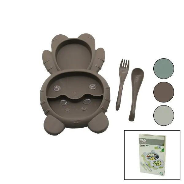 AYICIK MODEL=3 BÖLMELİ BEBEK BESLENME SETİ 3PCS=MAMA KABI-KAŞIK-ÇATAL 500ML RENKLİ PLST (4745)