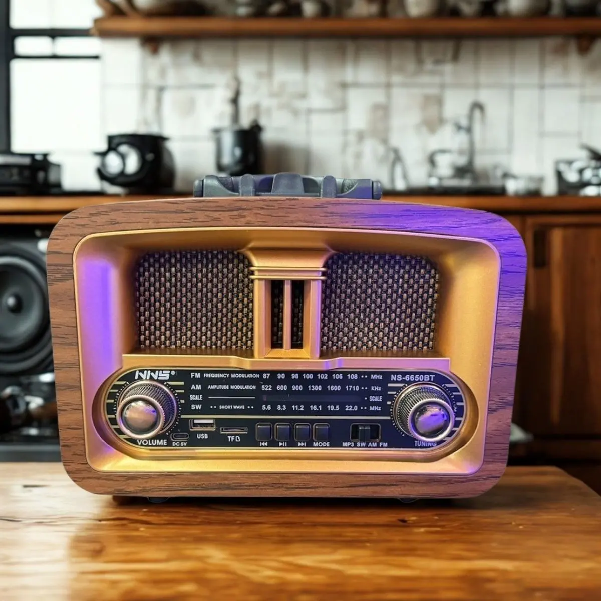 Taşınabilir Klasik AM/FM/SW  Retro Ev Radyo USB ile Şarj Olabilen Retro Radyo (4745)-2