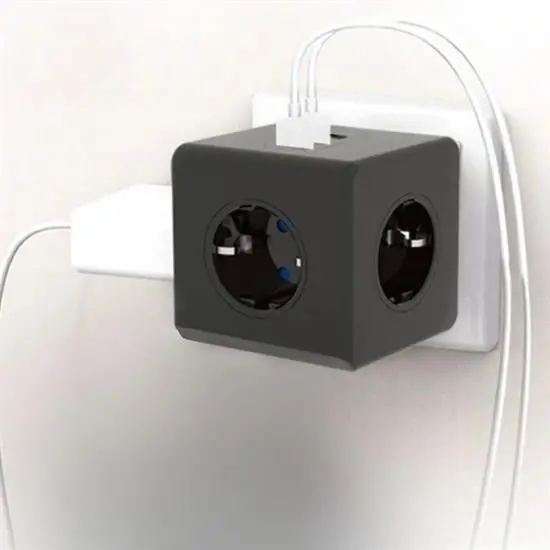 Isıya Dayanıklı Termal Akım Korumalı ve Çocuk Korumalı 3 Priz Girişli 3 USB Girişli Küp Priz (4745)