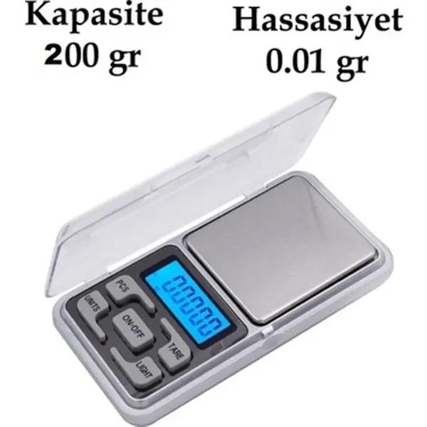 Dijital Hassas Elektronik Kuyumcu Cep Terazisi Tartı 200 gr 0.01 gr (4745)