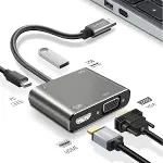 4’ü 1 Arada Type-C to Hub Dönüştürücü Adaptör – 4K Ultra HD HDMI &amp;amp; VGA Görüntü Aktarımı, PD Hızlı Şarj Destekli, USB Çoklayıcı (4745)-2