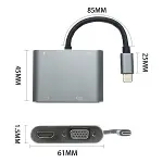 4’ü 1 Arada Type-C to Hub Dönüştürücü Adaptör – 4K Ultra HD HDMI &amp;amp; VGA Görüntü Aktarımı, PD Hızlı Şarj Destekli, USB Çoklayıcı (4745)-4