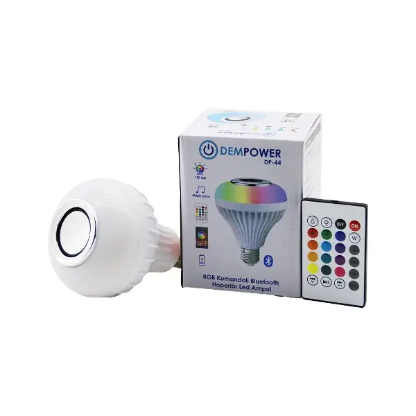 2IN1-KUMANDALI RGB LED AMPUL - BLUETOOTH HOPARLÖR MÜZİK ÇALAR LED-7W - HOPARLÖR-3W (4745)