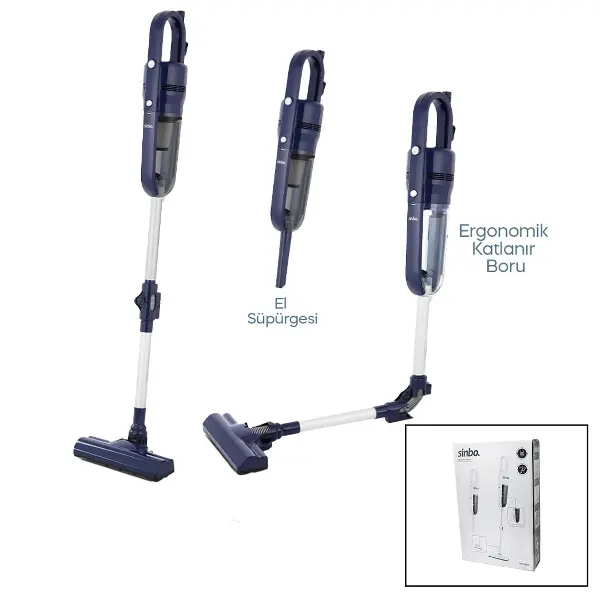 SİNBO SVC-8625 DİKEY ELEKTRİKLİ PRATİK SÜPÜRGE ERGOMİK KATLANABİLİR BORU - ESNEK HAREKET 600W MOTOR - 3 HEPA FİLTRE (4745)