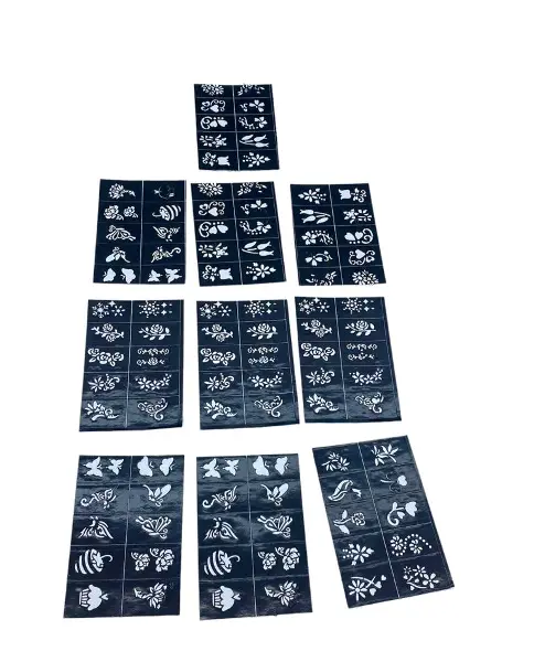 ÇİÇEKLİ 10X14CM TÜP KINA DESEN ÇIKARTMA ŞABLONU 12 PARÇA (4745)