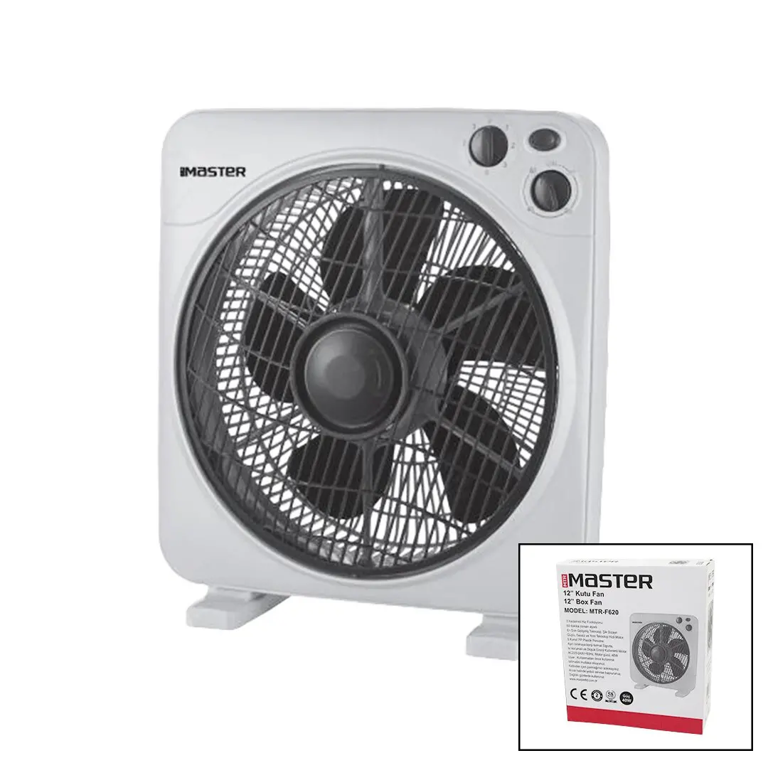 12 İNÇ  KUTU FAN  VANTİLATÖR  3 KADEME HIZ   5 PLASTİK KANAT  40W   60DK.ZAMAN AYARLI  MTR-F620 (4745)
