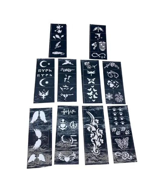 MİX DESEN 8X20CM TÜP KINA DESEN ÇIKARTMA ŞABLONU 10 PARÇA (4745)