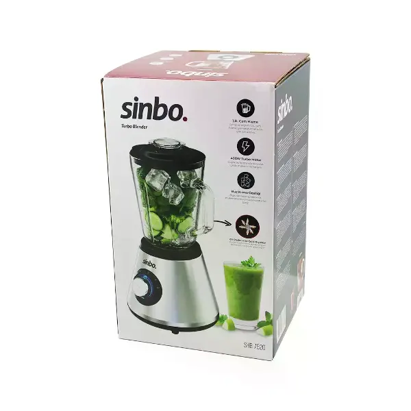 TURBO DOĞRAYICI BLENDER BUZ KIRICI 6LI BIÇAK=PASLANMAZ ÇELİK - 1.5LT CAM HAZNE 2 KADEME HIZ 400W 18000 DEVİR/DK HAZNE=1.6LT SHB-7520 (4745)