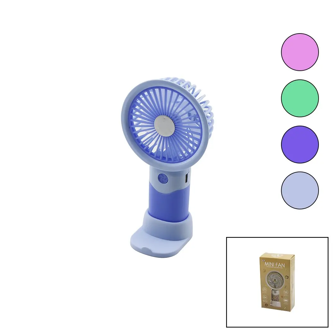 USB ŞARJLI MİNİ EL FANI ÇAP:8.4 - Y:16CM SABİT BAŞLIK 3-KADEME HIZT ELEFONLUKLU MASAÜSTÜ AYAK VANTİLATÖR (4745)