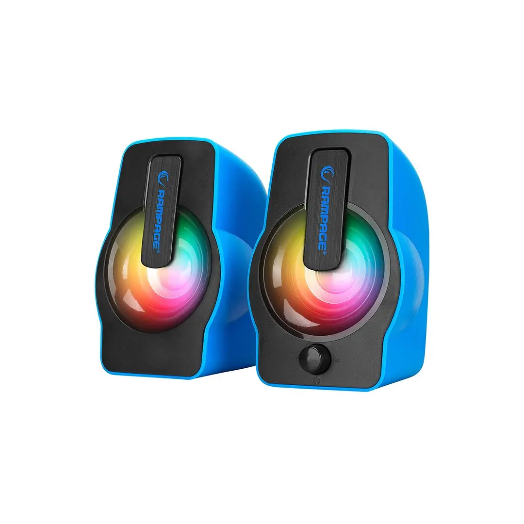MAVİ - RGB IŞIKLI 1+1 HOPARLÖR SPEAKAER SET USB KABLO 2.0 MULTİMEDYA - 6W (4745)