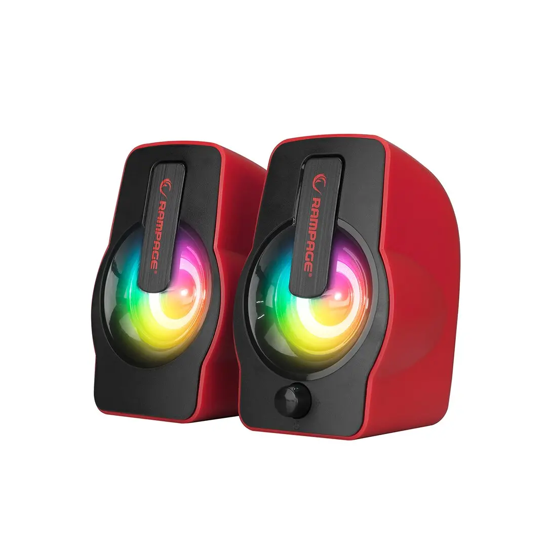 KIRMIZI - RGB IŞIKLI 1+1 HOPARLÖR SPEAKAER SET USB KABLO 2.0 MULTİMEDYA - 6W (4745)