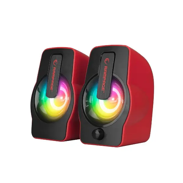 KIRMIZI - RGB IŞIKLI 1+1 HOPARLÖR SPEAKAER SET USB KABLO 2.0 MULTİMEDYA - 6W (4745)